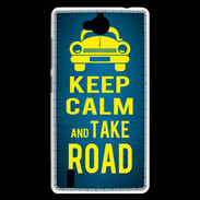 Coque Huawei Ascend G740 Keep Calm and Take o road 2 Bleu