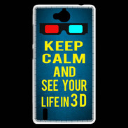 Coque Huawei Ascend G740 Keep Calm and See your life 3D Bleu
