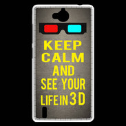Coque Huawei Ascend G740 Keep Calm and See your life 3D Gris