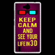 Coque Huawei Ascend G740 Keep Calm and See your life 3D Rose