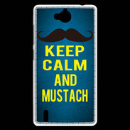 Coque Huawei Ascend G740 Keep Calm and Mustach Bleu