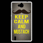 Coque Huawei Ascend G740 Keep Calm and Mustach Gris