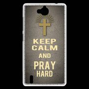 Coque Huawei Ascend G740 Keep Calm and Pray Christian Gris