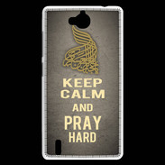 Coque Huawei Ascend G740 Keep Calm and Pray Muslim Gris