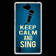 Coque Huawei Ascend G740 Keep Calm and Sing Bleu