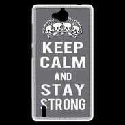 Coque Huawei Ascend G740 Keep Calm and Stay strong Gris