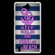 Coque Huawei Ascend G740 Keep Calm and Think Beach Bleu