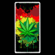 Coque Huawei Ascend P7 Feuille de cannabis et cœur Rasta