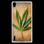 Coque Huawei Ascend P7 Feuille de cannabis sur toile beige