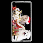 Coque Huawei Ascend P7 Chaton et Chiot Noël