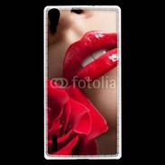Coque Huawei Ascend P7 Bouche et rose glamour
