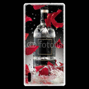 Coque Huawei Ascend P7 Bouteille alcool pétales de rose glamour