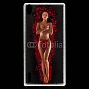 Coque Huawei Ascend P7 Femme nue pétales de rose glamour