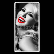 Coque Huawei Ascend P7 Rouge à lèvres Fashion en noir et blanc