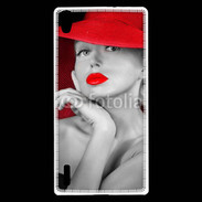Coque Huawei Ascend P7 Femme élégante en noire et rouge 15