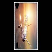 Coque Huawei Ascend P7 Avion de ligne au coucher de soleil