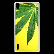 Coque Huawei Ascend P7 Feuille de cannabis sur fond jaune