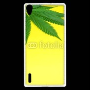 Coque Huawei Ascend P7 Feuille de cannabis sur fond jaune 2