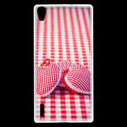 Coque Huawei Ascend P7 Mode vichy et petit coeur