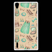 Coque Huawei Ascend P7 Fond fashion vert et marron