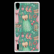 Coque Huawei Ascend P7 Fond fashion rose et vert