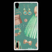 Coque Huawei Ascend P7 Fond fashion vert et marron 2