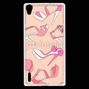 Coque Huawei Ascend P7 Fond rose chaussures 