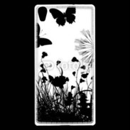 Coque Huawei Ascend P7 Papillon en noir et blanc