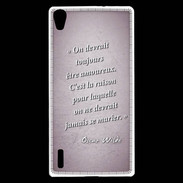 Coque Huawei Ascend P7 Toujours amoureux Rose Citation Oscar Wilde