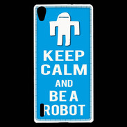 Coque Huawei Ascend P7 Keep Calm Be a Robot Cyan