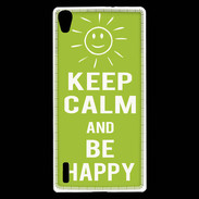 Coque Huawei Ascend P7 Keep Calm Be Happy Vert pomme