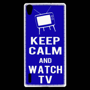 Coque Huawei Ascend P7 Keep Calm Watch TV Bleu