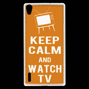 Coque Huawei Ascend P7 Keep Calm Watch TV Orange