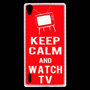 Coque Huawei Ascend P7 Keep Calm Watch TV Rouge