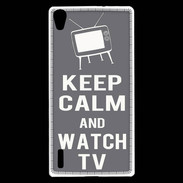 Coque Huawei Ascend P7 Keep Calm Watch TV Gris