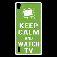 Coque Huawei Ascend P7 Keep Calm Watch TV Vert