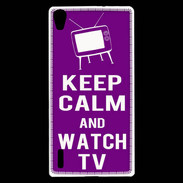 Coque Huawei Ascend P7 Keep Calm Watch TV Violet