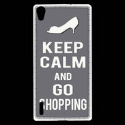 Coque Huawei Ascend P7 Keep Calm go shopping Gris