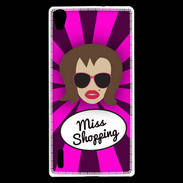 Coque Huawei Ascend P7 Miss Shopping Chatain