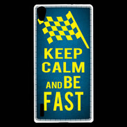 Coque Huawei Ascend P7 Keep Calm and Be Fast Bleu