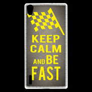 Coque Huawei Ascend P7 Keep Calm and Be Fast Gris