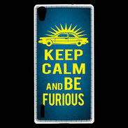 Coque Huawei Ascend P7 Keep Calm and Be Furious Bleu