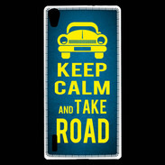 Coque Huawei Ascend P7 Keep Calm and Take o road 2 Bleu