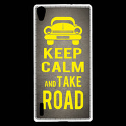 Coque Huawei Ascend P7 Keep Calm and Take o road 2 Gris