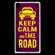 Coque Huawei Ascend P7 Keep Calm and Take o road 2 Rose
