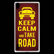 Coque Huawei Ascend P7 Keep Calm and Take o road 2 Rouge