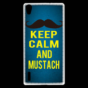 Coque Huawei Ascend P7 Keep Calm and Mustach Bleu