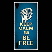 Coque Huawei Ascend P7 Keep Calm and Be Free Bleu
