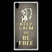 Coque Huawei Ascend P7 Keep Calm and Be Free Gris