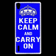 Coque Huawei Ascend P7 Keep Calm and Carry on Bleu